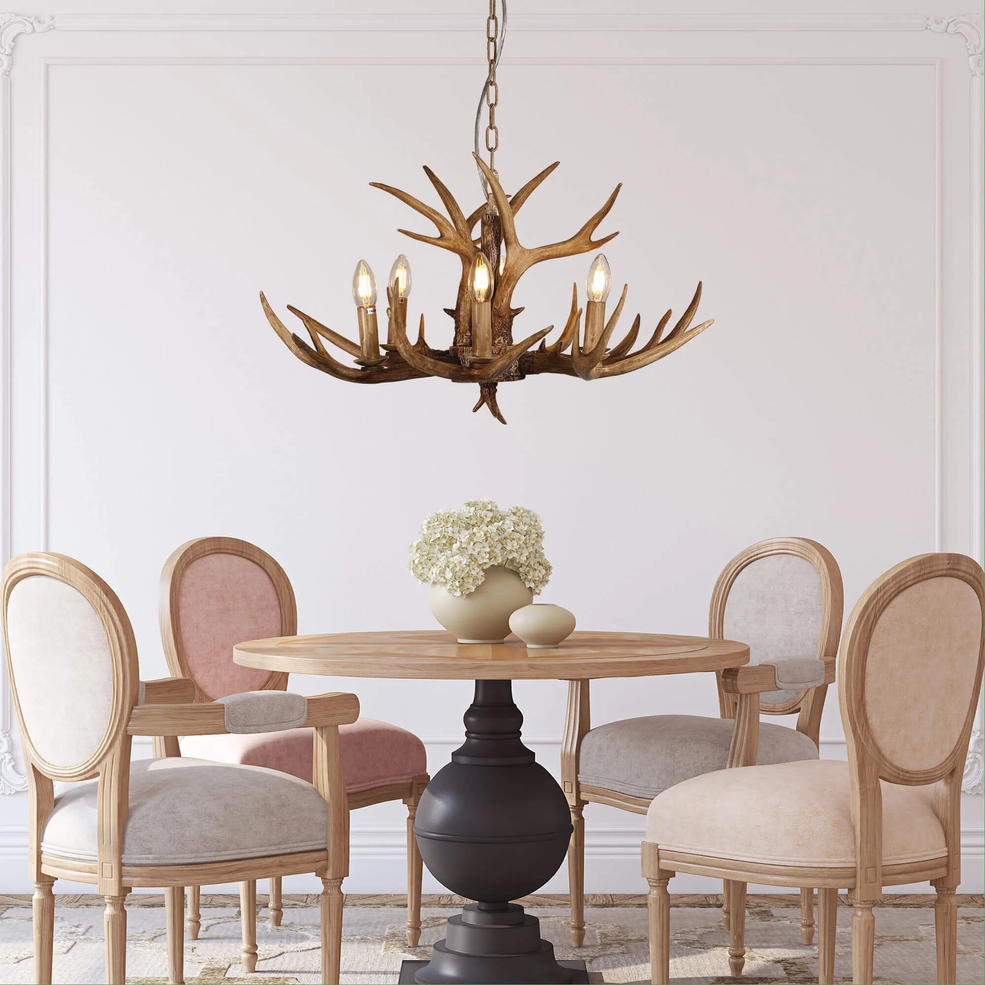 Oriel Hyort Deer Antler 6 Light Ceiling Pendant Chandelier