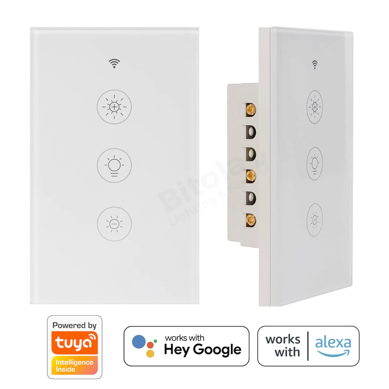 Havit HaviSmart Series HV9111 White Smart WiFi Glass Touch Dimmer Wall Switch + On/Off 2-in-1