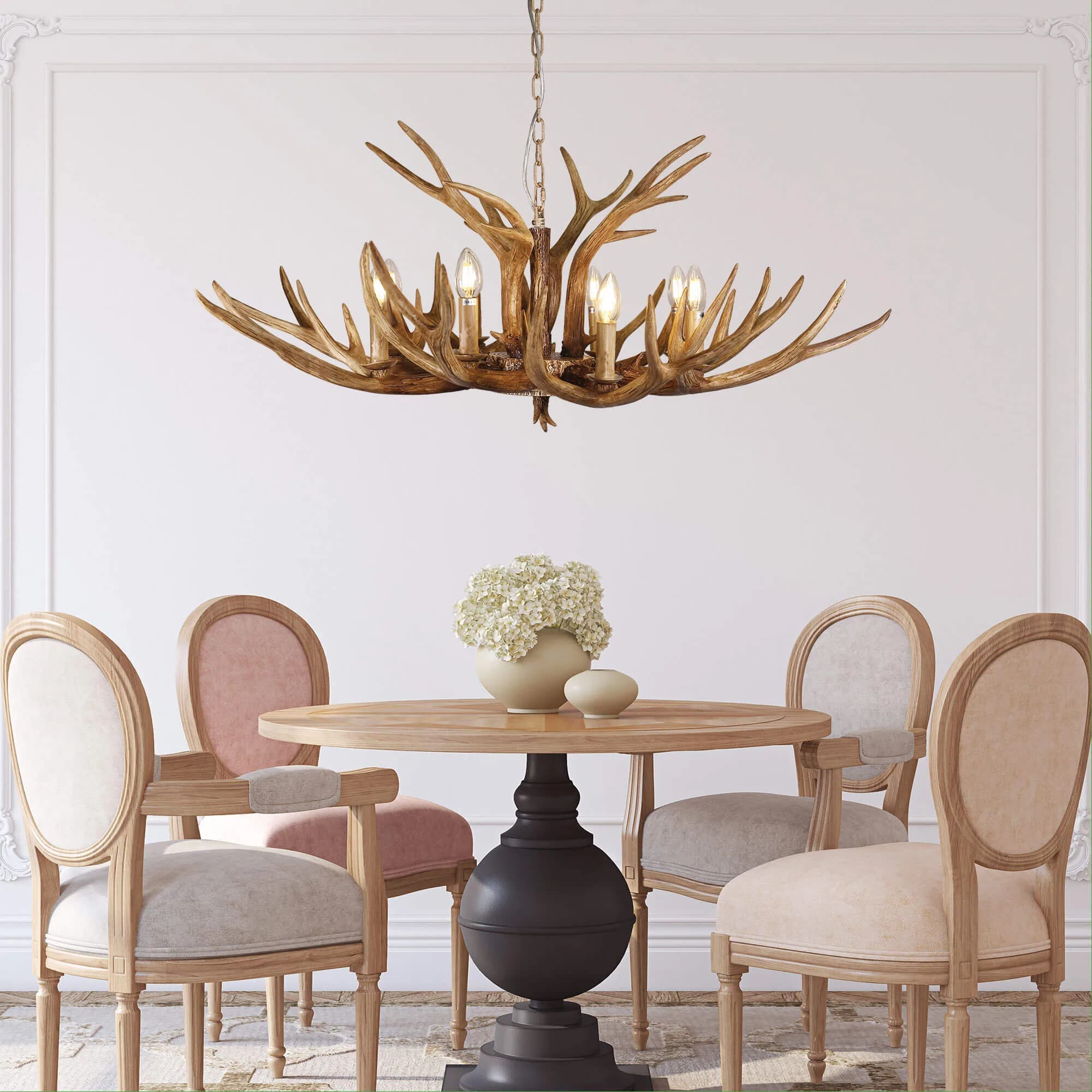 Oriel Hyort Deer Antler 8 Light Ceiling Pendant Chandelier