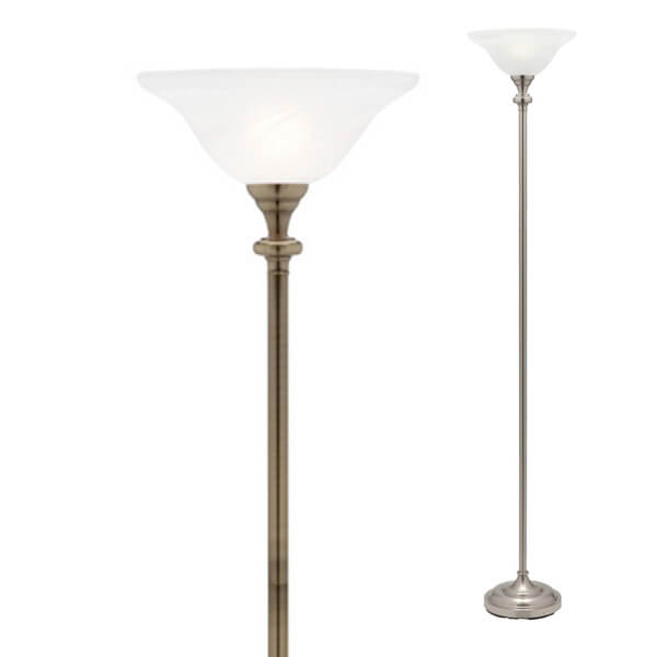 Classic Uplighter Floor Lamp With, Glass Uplighter Shade For Standard Lamp